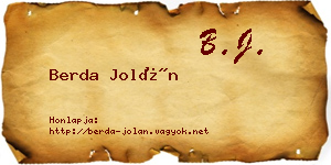 Berda Jolán névjegykártya
